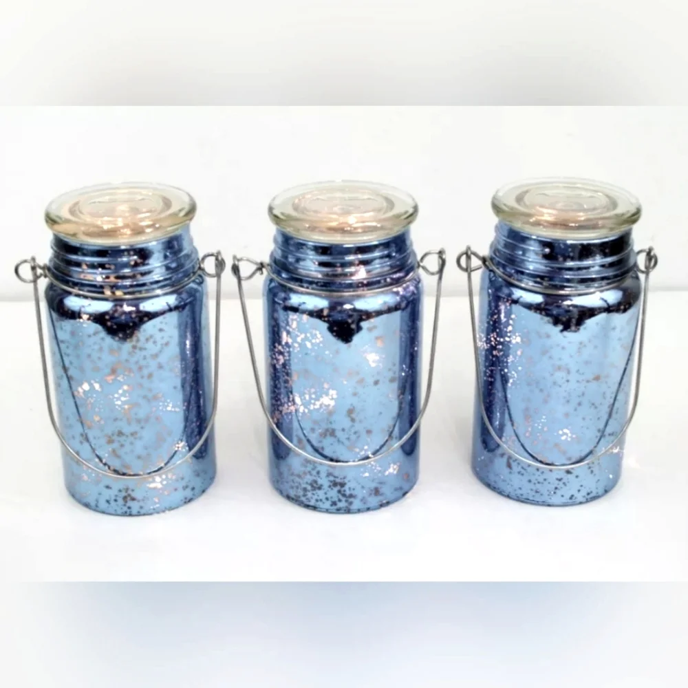 Valerie Parr Hill lndoor/Outdoor Hand Blown Mercury Glass Lit Mason Jars w/Timer